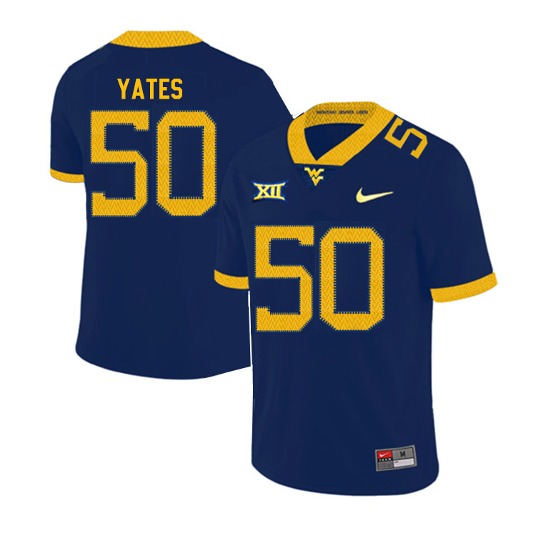 2019 Men #50 Brandon Yates West Virginia Mountaineers College Football Jerseys Sale-Navy